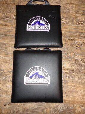 2 vintage MLB Colorado Rockies Baseball Coca~Cola Black & Purple Seat Cushion